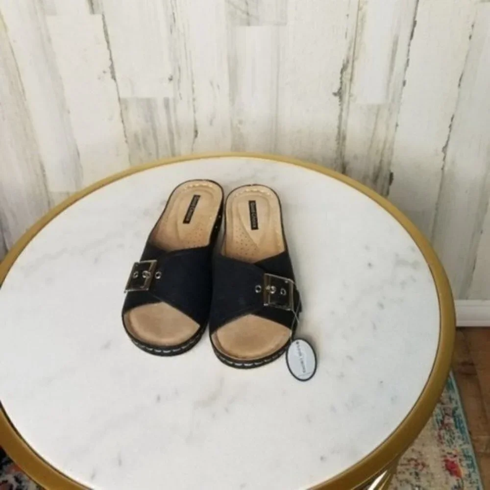 GC Good Choice Shoes JUSTINA WEDGE SANDAL Black Wedge